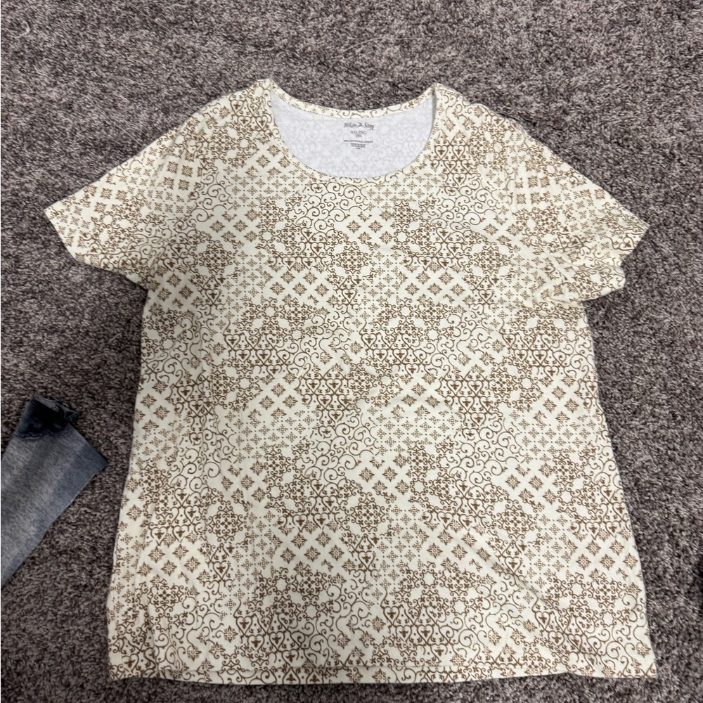 White Stag Cream and Brown Patterned Top